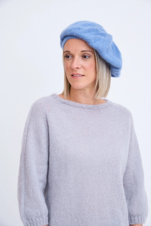 Bérêt en laine mohair et soie pour femme