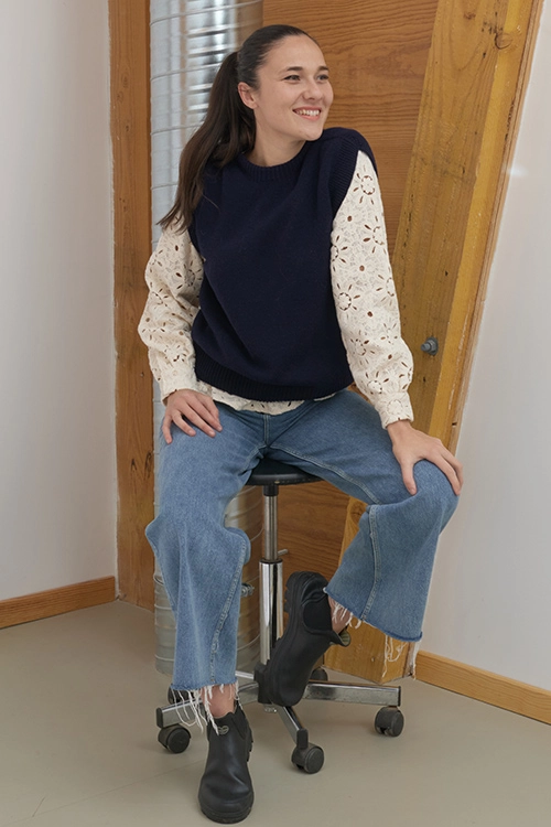 Pull sans manche en laine recyclée Esther