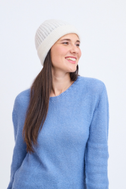 Bonnet laine à revers pour femme