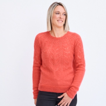 Pull en laine ajouré en duvet de mohair et soie pour femme