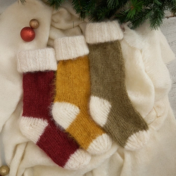 Grande chaussette de Noël décorative en Mohair et laine