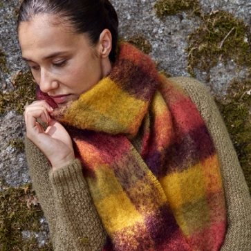 Grande écharpe laine mohair écossaise pour femme