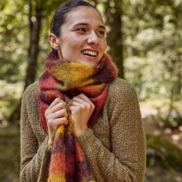 Grande écharpe laine mohair écossaise pour femme