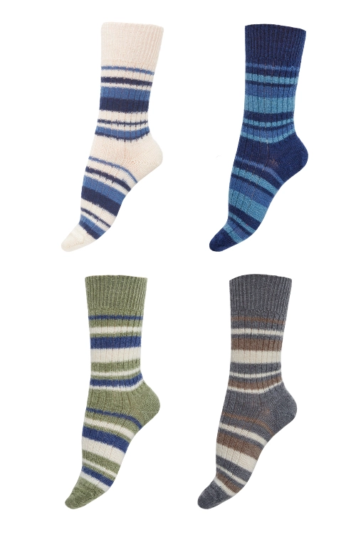 Chaussettes sans couture laine mohair rayures multicolores