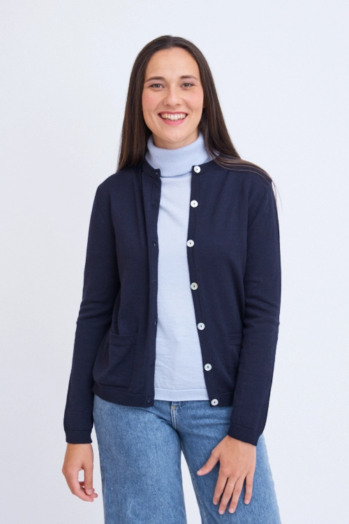 Cardigan à poches laine mérinos pour femme