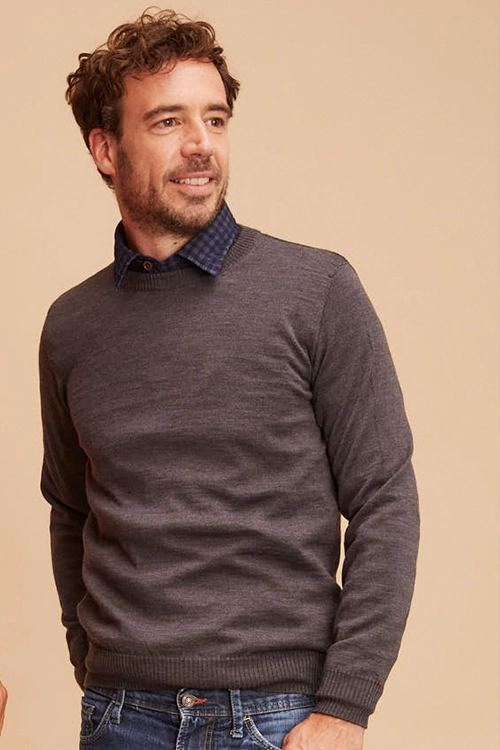 Pull en laine mérinos homme col rond