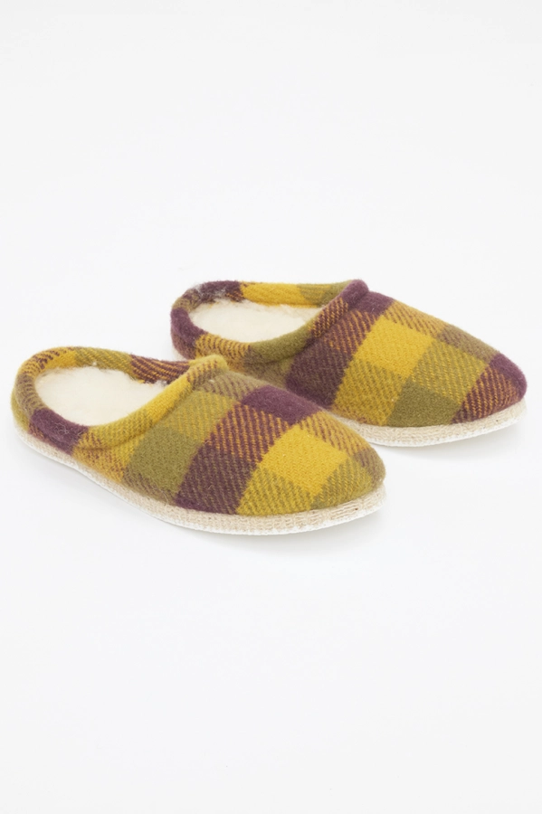 Charentaises mules mohair et laine épices