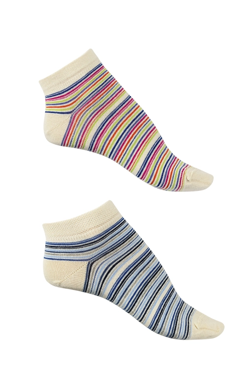 Socquettes coton bio à rayures multicolores