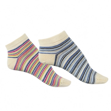 Socquettes coton bio à rayures multicolores