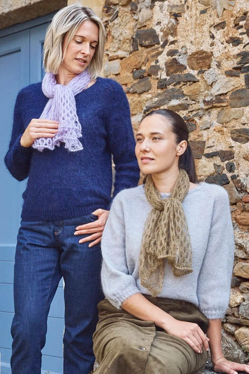 Tour de cou duvet de mohair et soie pour femme 