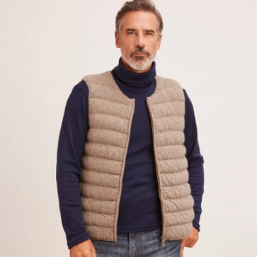 Doudoune sans manches en duvet de yack pour homme