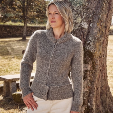 Blouson laine zippé duvet mohair, yack et soie pour femme