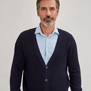 Cardigan à poches laine mérinos pour homme