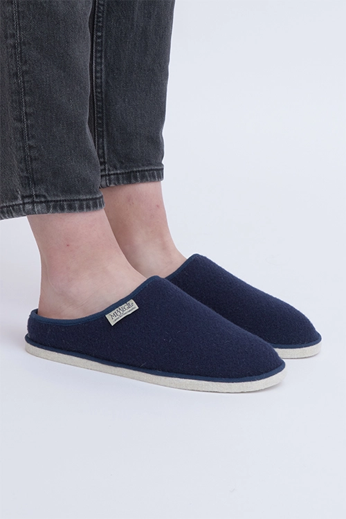 Charentaises mules en mohair et laine Silak