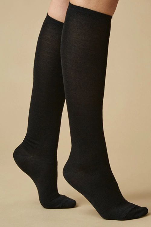 Chaussettes hautes laine mérinos et soie 