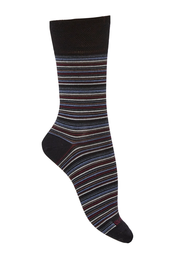 Chaussettes sans couture laine mérinos et soie à rayures multicolores