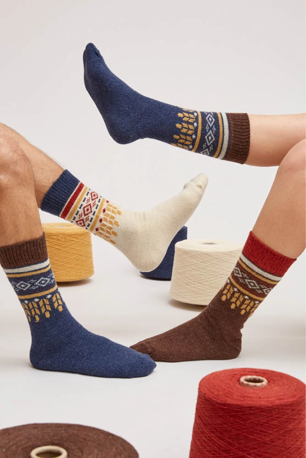 Chaussettes laine recyclée jacquard