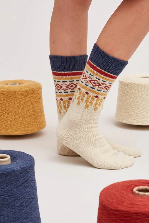 Chaussettes laine recyclee jacquard pastmcj 2