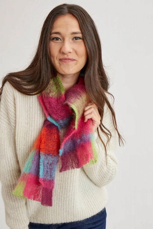 Écharpe laine mohair et soie femme écossaise