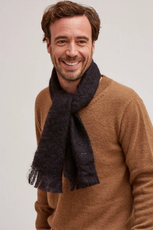 Écharpe laine mohair et soie homme unie
