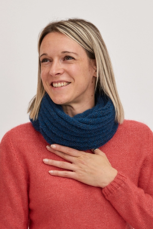 Snood en duvet de mohair et soie et yack