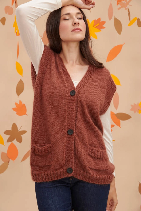 Gilet en laine mohair et soie cosy pour femme