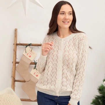 Gilet laine mohair ajouré femme