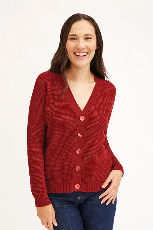 Gilet laine mérinos col V pour femme