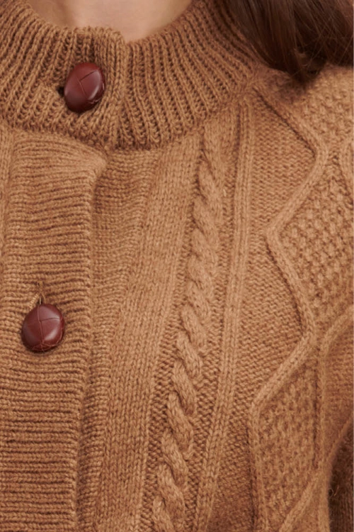 Gilet torsade chameau femme chag 3