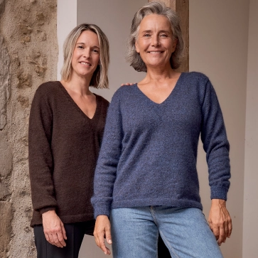 Grand pull laine col V en duvet de yack pour femme