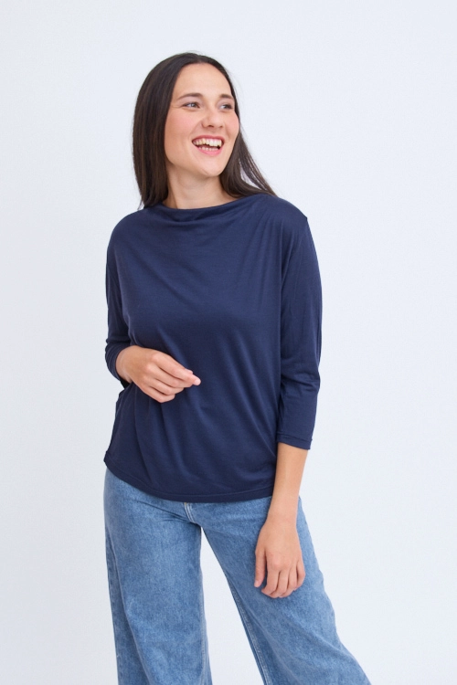  T-shirt en laine mérinos manches 3/4 pour femme