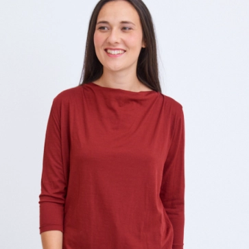  T-shirt en laine mérinos manches 3/4 pour femme