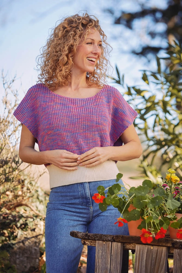 Haut sans manches en coton bio imprimé pour femme 