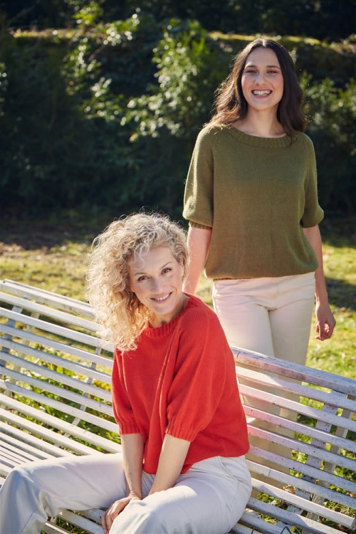 Pull manches 3/4 lin et coton bio/seacell pour femme 