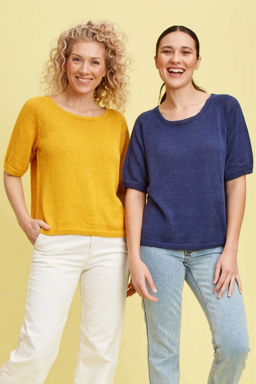 Pull manches courtes lin et coton bio/seacell pour femme 