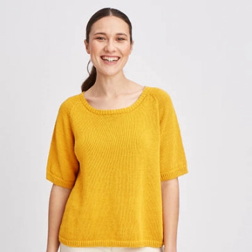Pull manches courtes lin et coton bio/seacell pour femme 