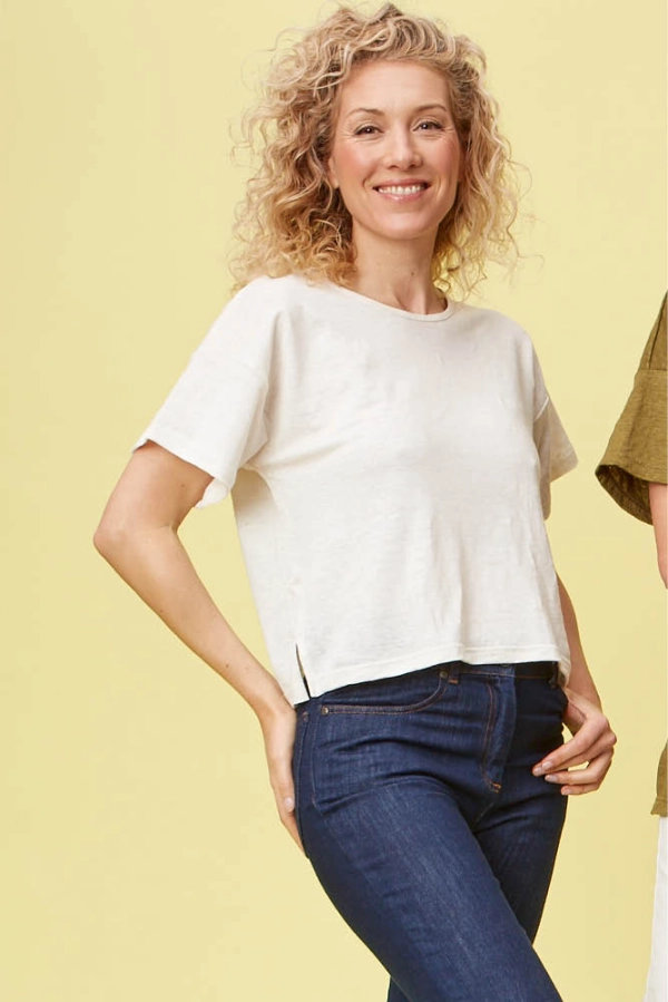 Tunique courte en lin pour femme 