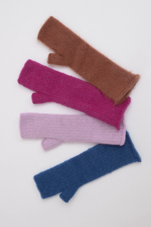 Mitaines duvet de mohair et soie mixtes sans doigts