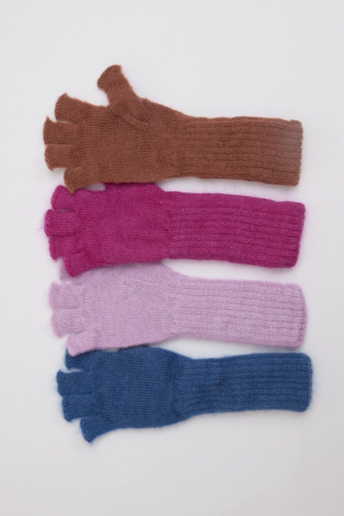 Mitaines duvet de mohair et soie mixtes avec doigts