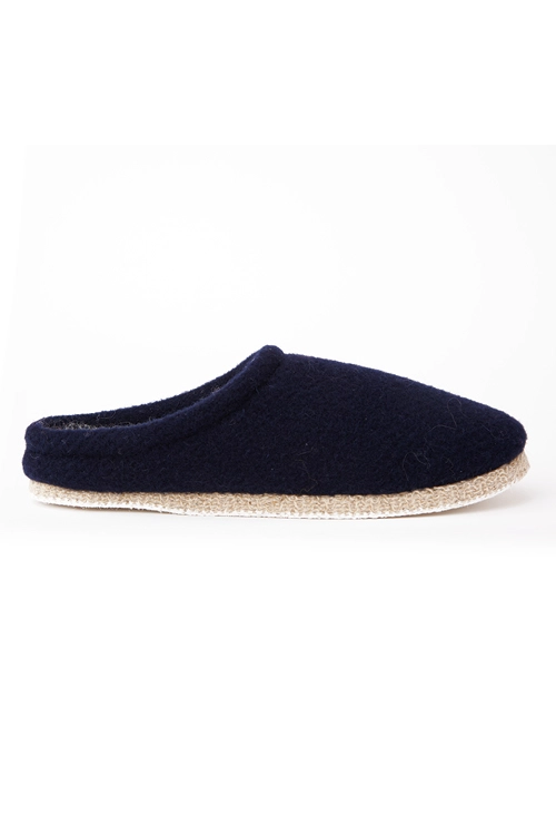 Charentaises mules mohair et laine marine