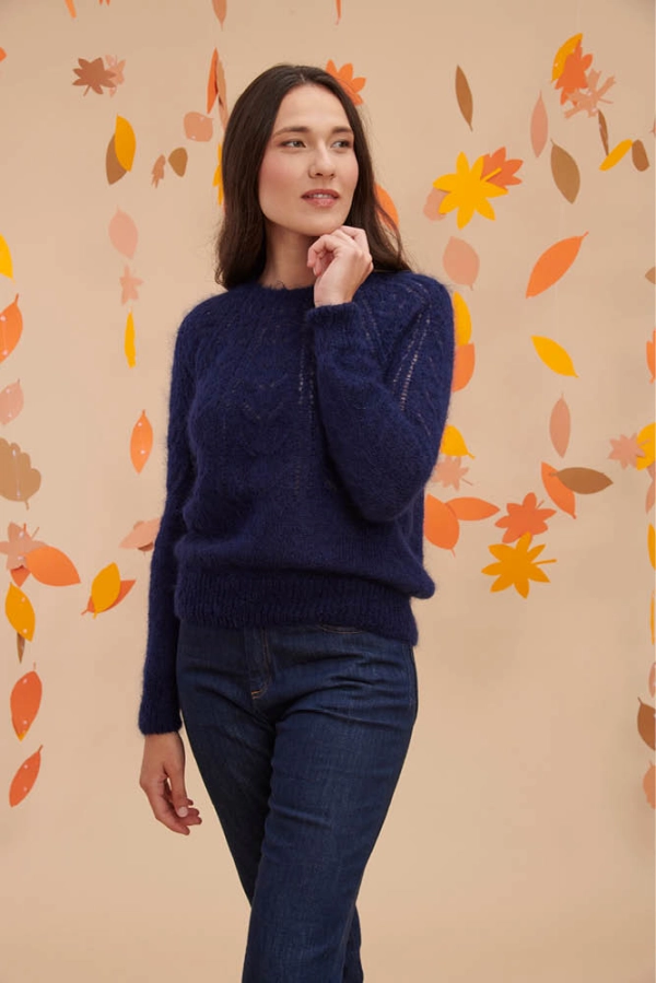 Pull en laine mohair ajouré femme 