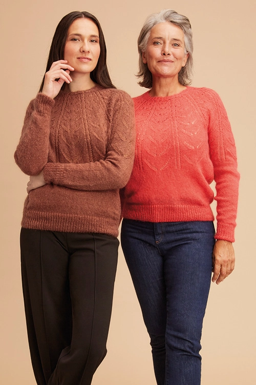 Pull en laine ajouré en duvet de mohair et soie pour femme