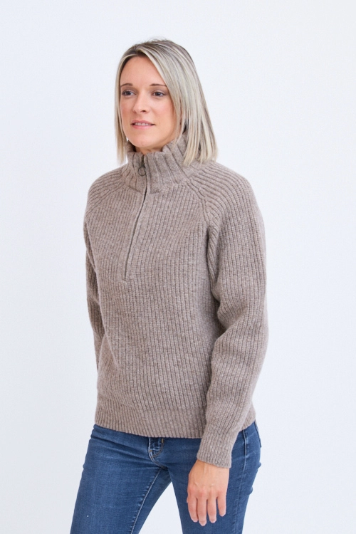 Pull en laine mérinos camionneur femme