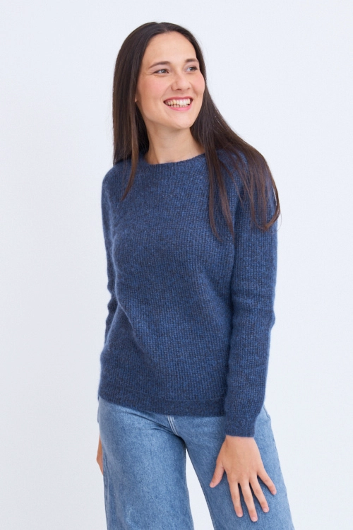 Pull col rond point sable femme ymsab 2b