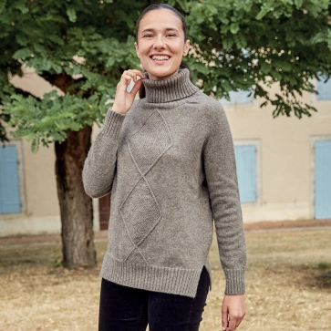 Pull en laine yack col roulé pour femme
