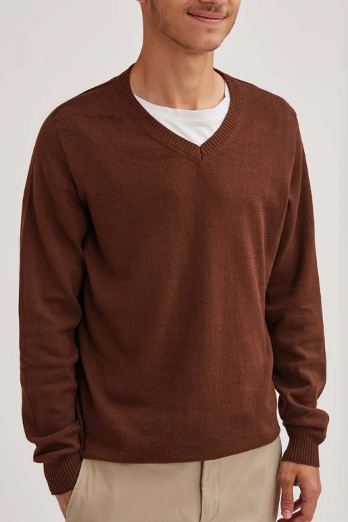 Pull Col V 100% coton bio   