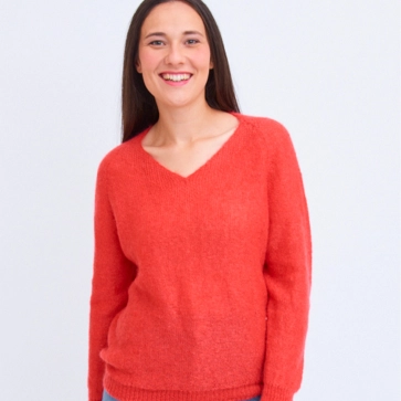 Pull en laine mohair col V pour femme 