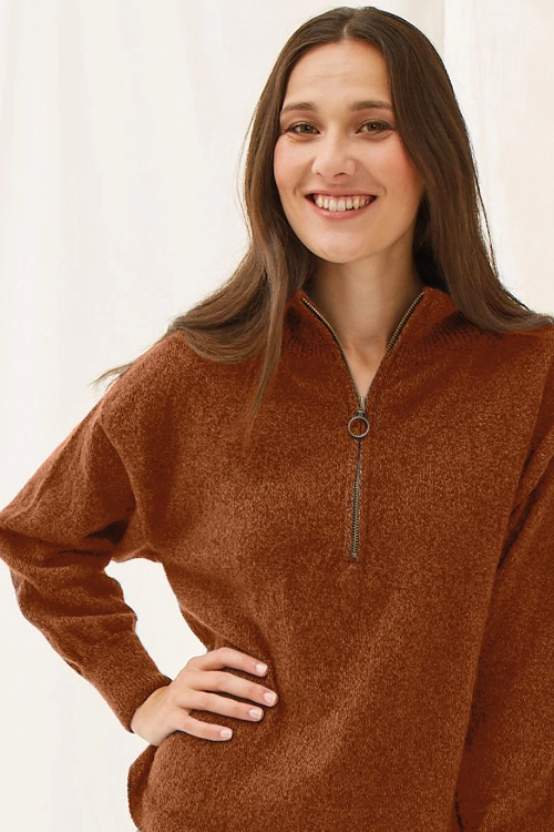 Pull col zippe yack femme ymfz bam 5