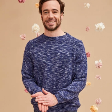 Pull en coton bio imprimé col rond pour homme