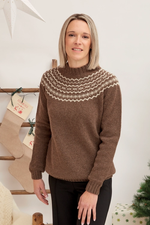 Pull en laine mérinos jacquard femme